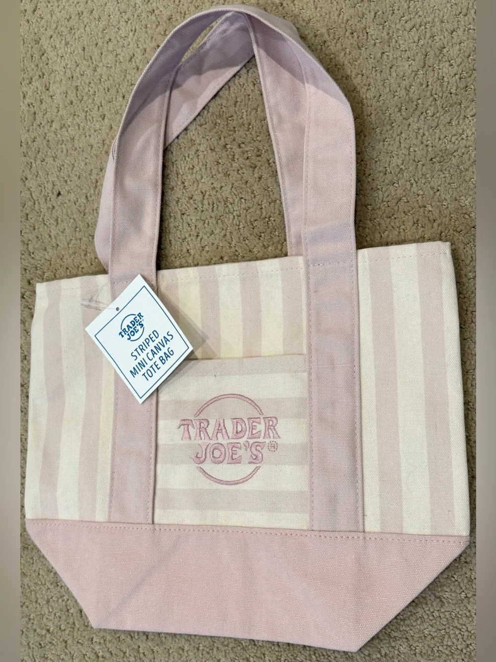 Trader Joe’s Pink Striped Mini Canvas Tote Bag